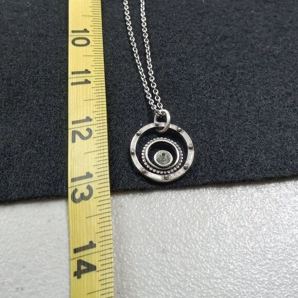 Rook & Crow Circles and Crystal Pendant Handmade with Silver tone chain Necklace - Picture 7 of 7